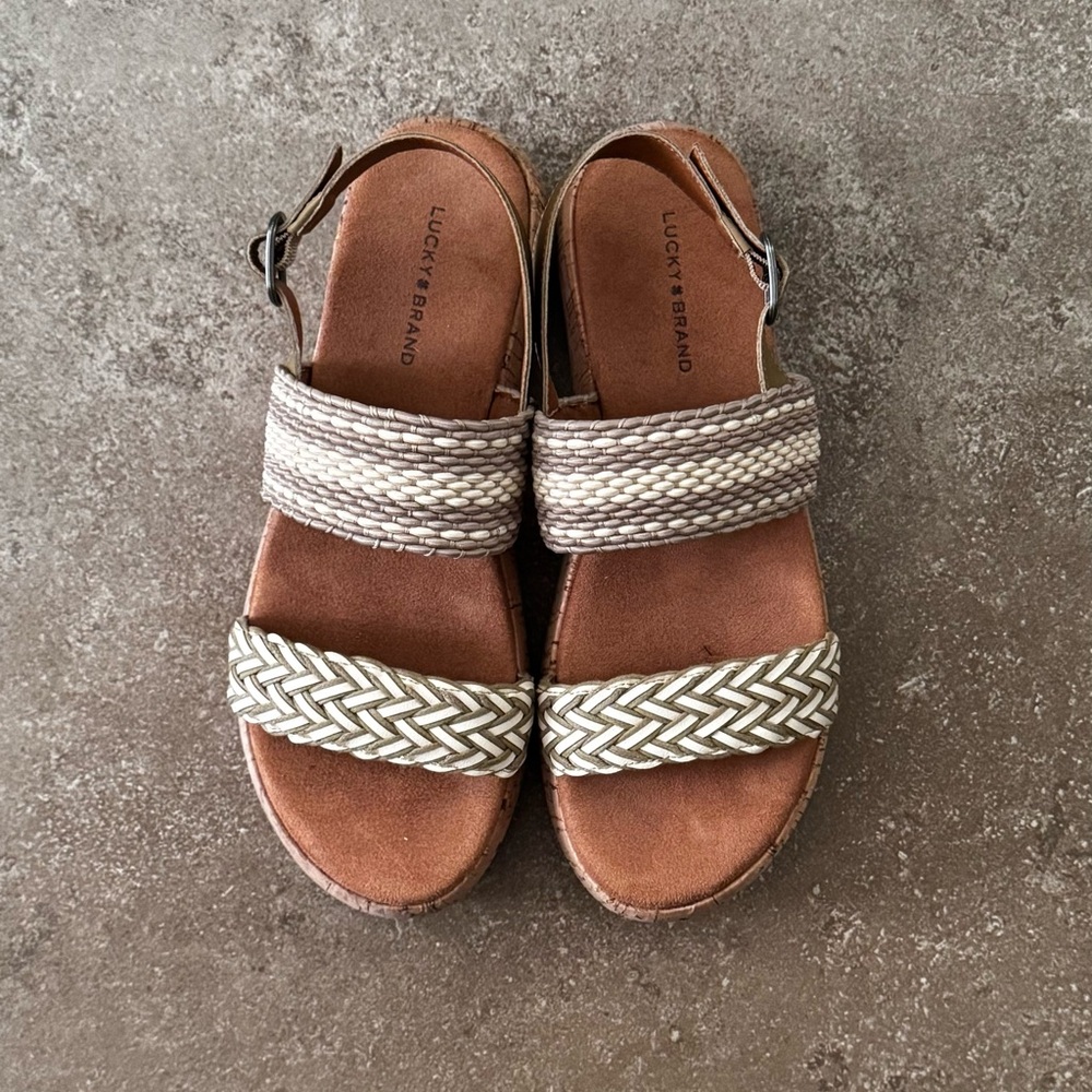 Lucky Brand Tan and Cream Women's Sandals